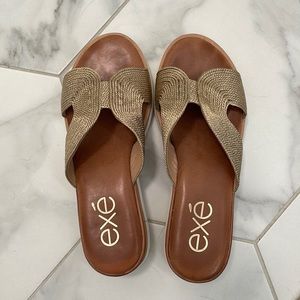 Exe sandal slides with slight platform